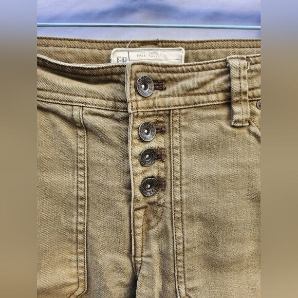 Free People Straight Crop Utility Jeans in Distressed Olive - Women's Size 2 - Picture 6 of 14